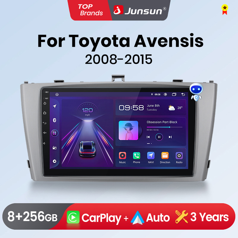 Junsun -reproductor Multimedia con Android para coche, estéreo con CarPlay autorradio, sistema inteligente, para Toyota avwash T27 2008-2015
