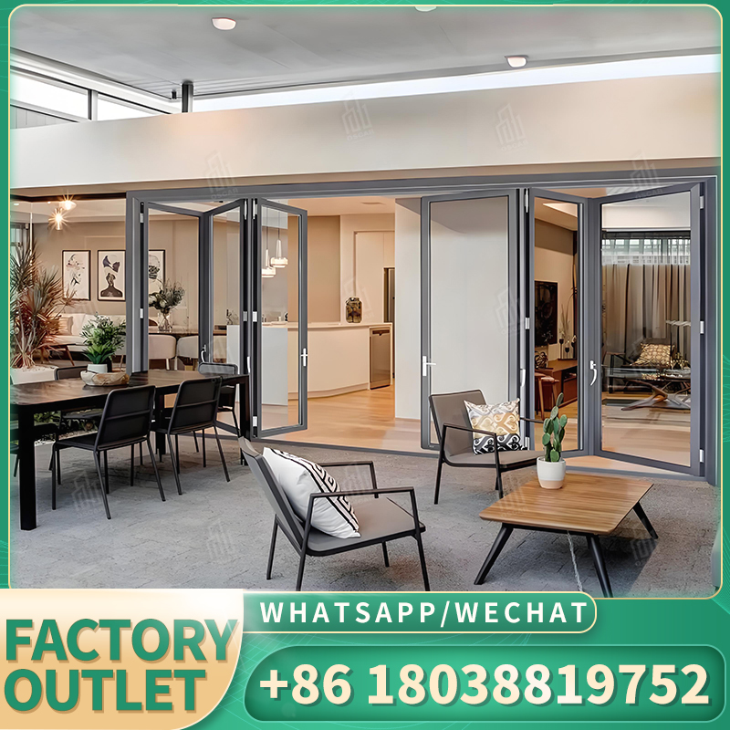 Oscaracso Air Tight Porta Dobrável Upvc 3 Painel Prevent porta dobrável de alumínio Porta Dobrável Hurricane