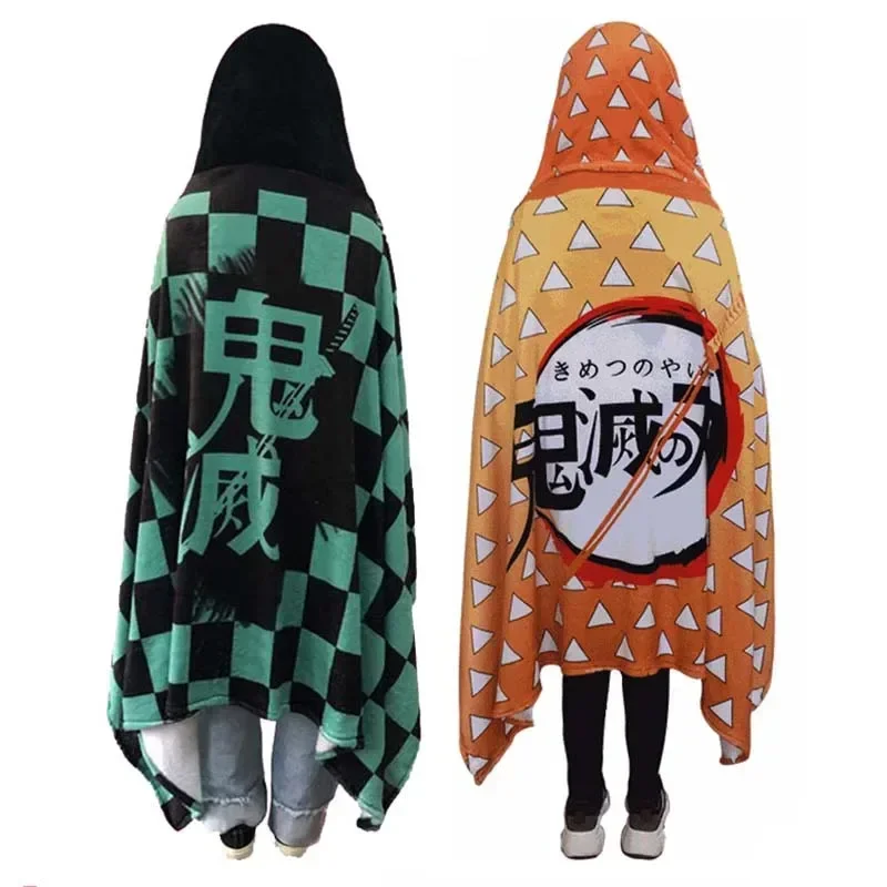 Anime Demon Slayer Kimetsu No Yaiba manta capa Cosplay disfraz Kamado Nezuko Agatsuma Zenitsu manta de franela con capucha chal