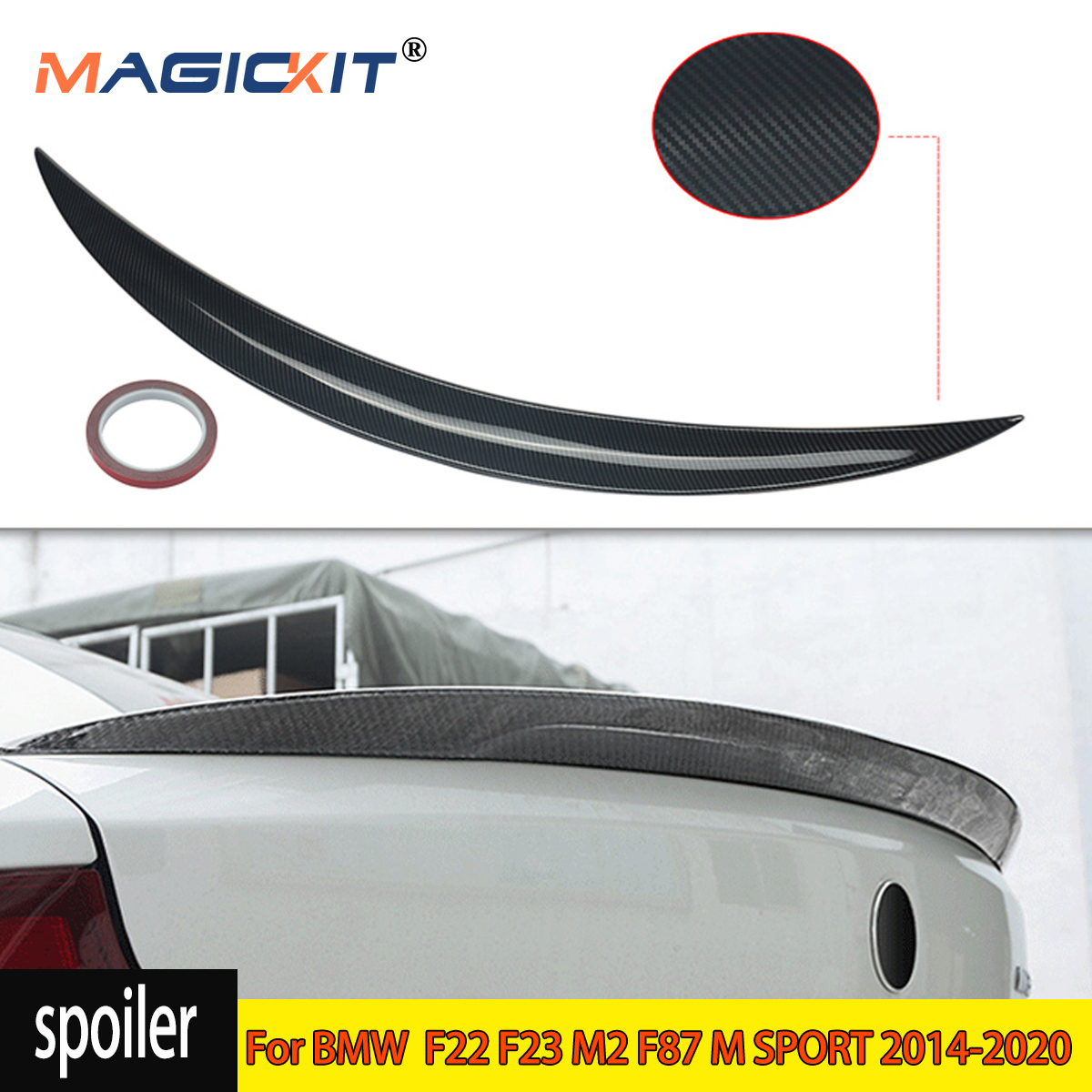 Traseiro Tronco Bota Lip Spoiler, Gloss Preto, BMW Série 2 F22 F23 M2 F87 M Esporte