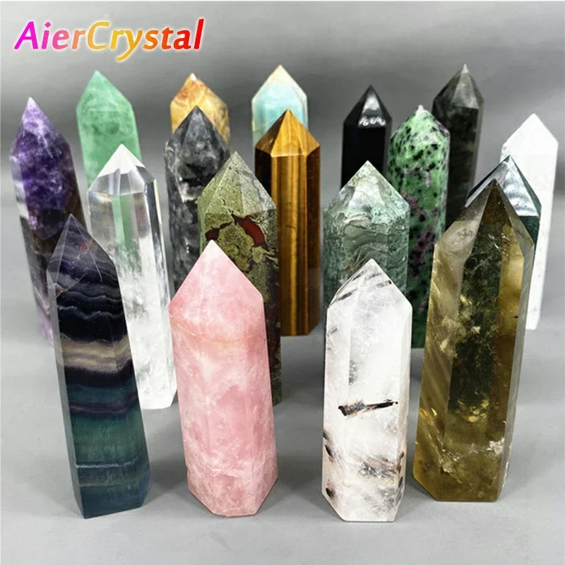 Columna de cristal Natural puro de una sola punta, conjunto de siete estrellas, cristal Mineral, transferencia de la suerte, purificación de energía, adornos para el hogar