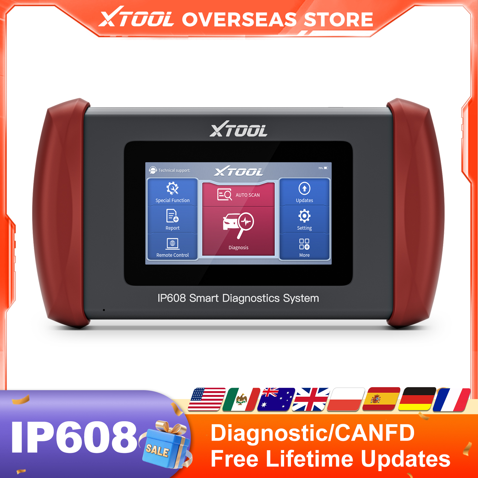 Диагностический инструмент XTOOL Inplus IP608 для автомобилей с пожизненным бесплатным обновлением, сканер OBD2 с функцией Auto VIN, 8-в-1, поток данных, 30+ функций сброса, CAN FD