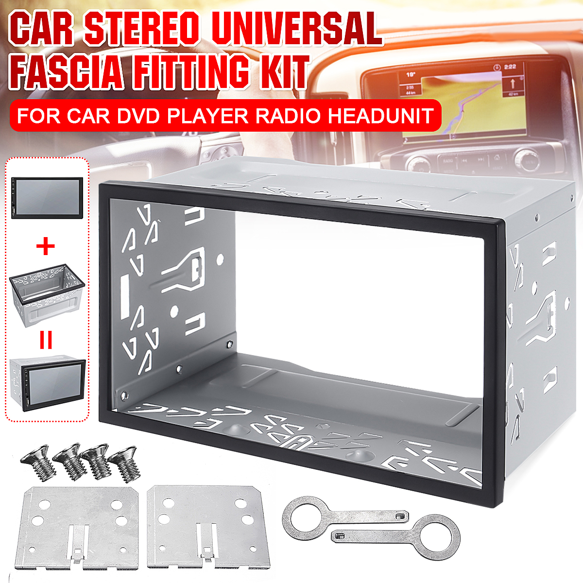 2din estéreo rádio gaiola quadro unidade universal rádio dvd player fáscia painel placa caso áudio traço quadro de montagem 80x110x100mm