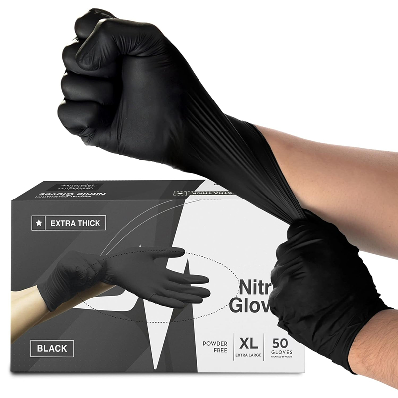 Luvas descartáveis de nitrilo preto 20/100 contagem 4mil luvas de limpeza texturizadas sem látex para tatuagem mecânica industrial automotiva