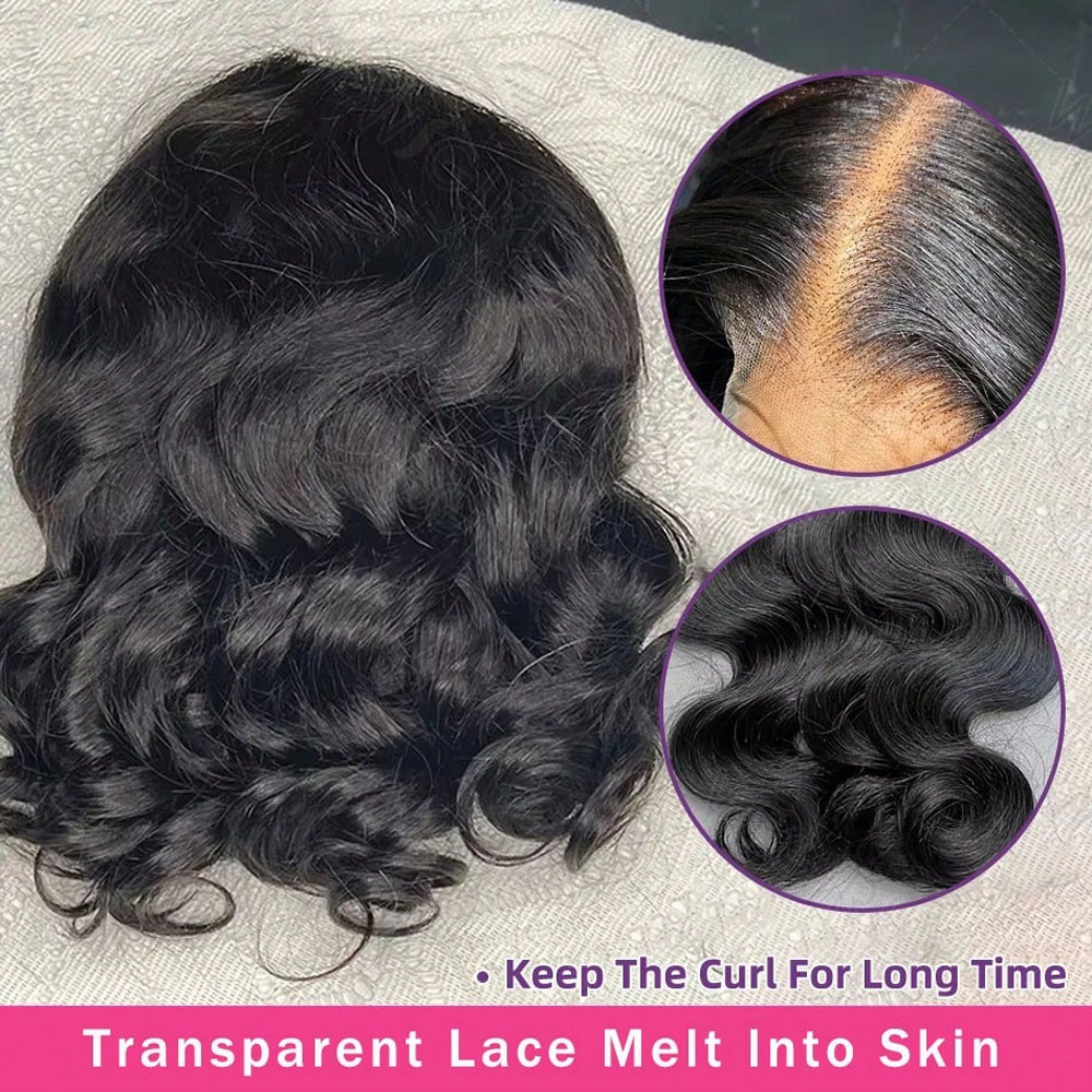 Pelucas de Cabello Humano con Encaje Frontal HD 13x4 13x6, Ondas Corporales de 36 Pulgadas, Densidad 250%, Cabello Remy Brasileño Pre-Arrancado, Pelucas con Cierre para Mujeres, Negro Natural