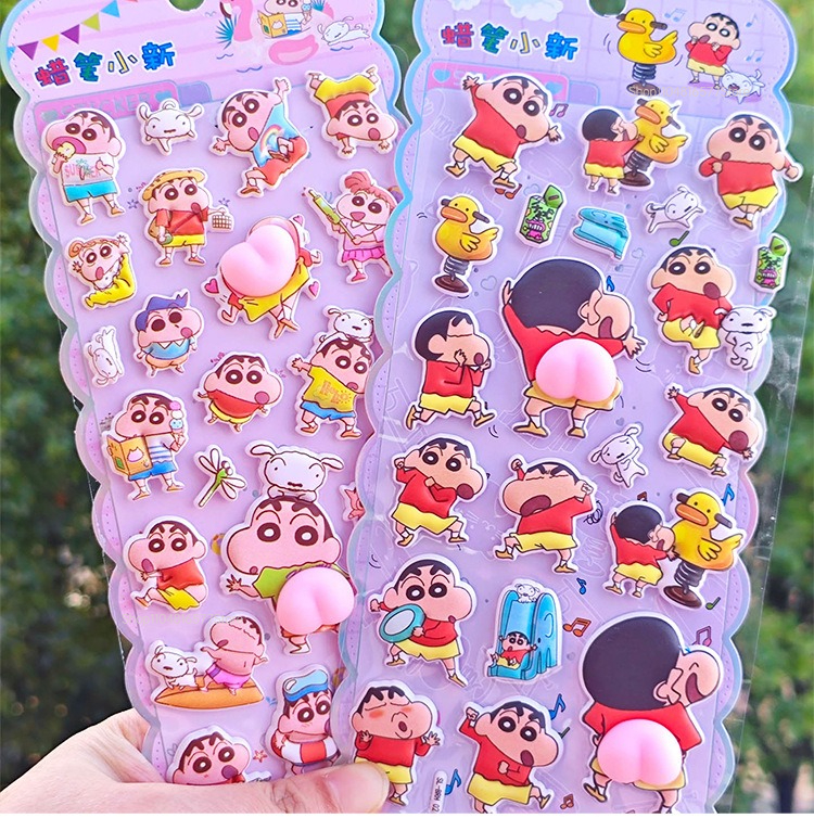 Crayon Shin-Chan Adesivo per glutei felici morbidi pizzicati Adesivo per bolle 3D di decompressione per bambini Adesivo decorativo per custodia del telefono