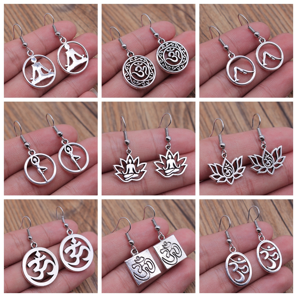 Om Zeichen Yoga Symbol Ohrring Yoga Om Symbol Zen Buddhismus Glas Ohrringe für Frauen Schmuck