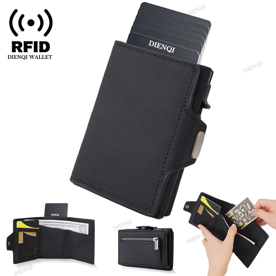 RFID-держатель для кредитных карт, роскошный кошелек из микрофибры, всплывающий мужской дизайнерский кошелек, сумка для денег, мужской кошелек для монет, кошельки для мужчин