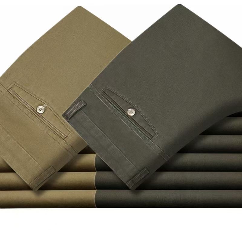 Celana Bisnis Tipis Musim Panas Pria Celana Lurus Elastis Nyaman Solid Melar Modis Katun 100% Kasual Klasik Musim Gugur