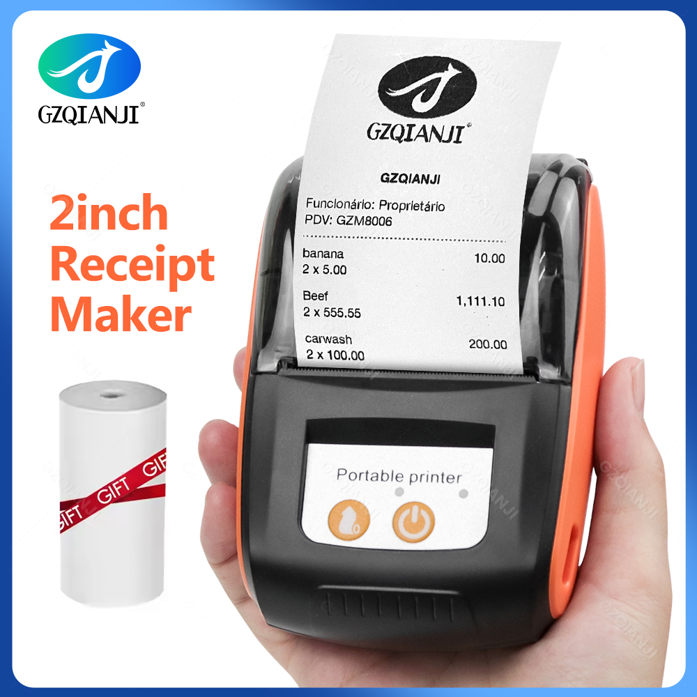 Mini drukarka paragonów 58 mm Drukowanie termiczne Bezprzewodowy mobilny moduł Bluetooth Kompatybilny z systemem Android/iOS/Windows