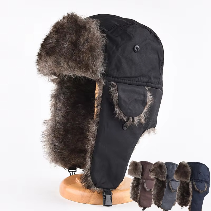 Inverno masculino trapper aviador soldado earflap quente russo à prova dwaterproof água chapéu de esqui bombardeiro boné russo quente protetores de ouvido chapéus