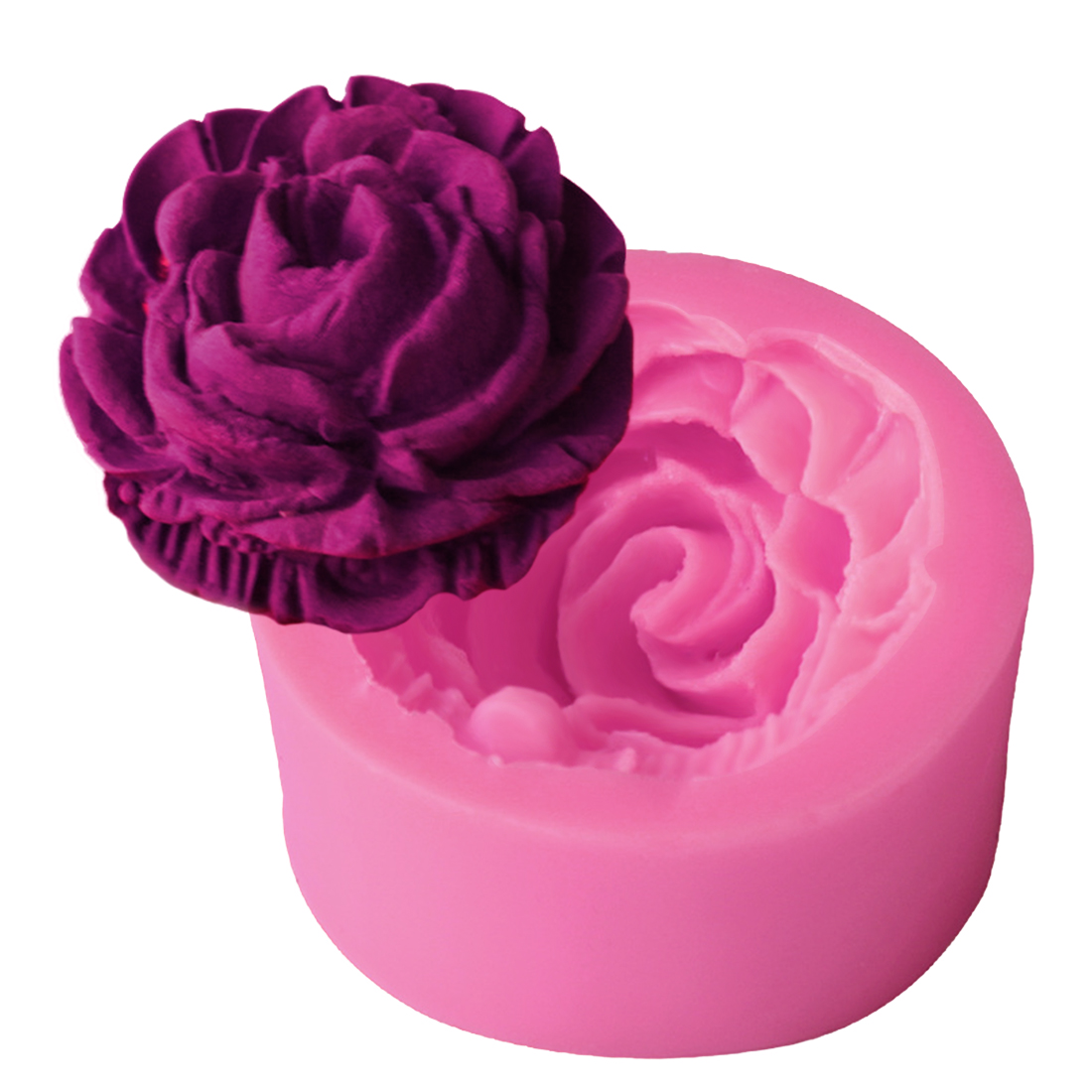 1PC Ferramentas para Decoração de Bolos, Molde de Silicone 3D Flor Rosa, para Decoração de Presentes, Chocolate, Biscoitos, Sabonetes, Argila Polimérica e Confeitaria