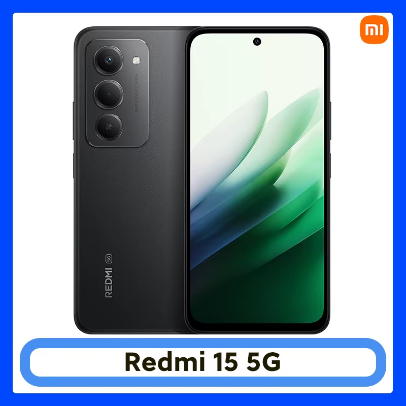 Redmi 15 5G Versão Global Snapdragon ®   Smartphone 6s Gen 3 com Bateria de 7000mAh (típico), Carregamento de 33W, Tela de 6.9" 144Hz e Câmera AI de 50MP