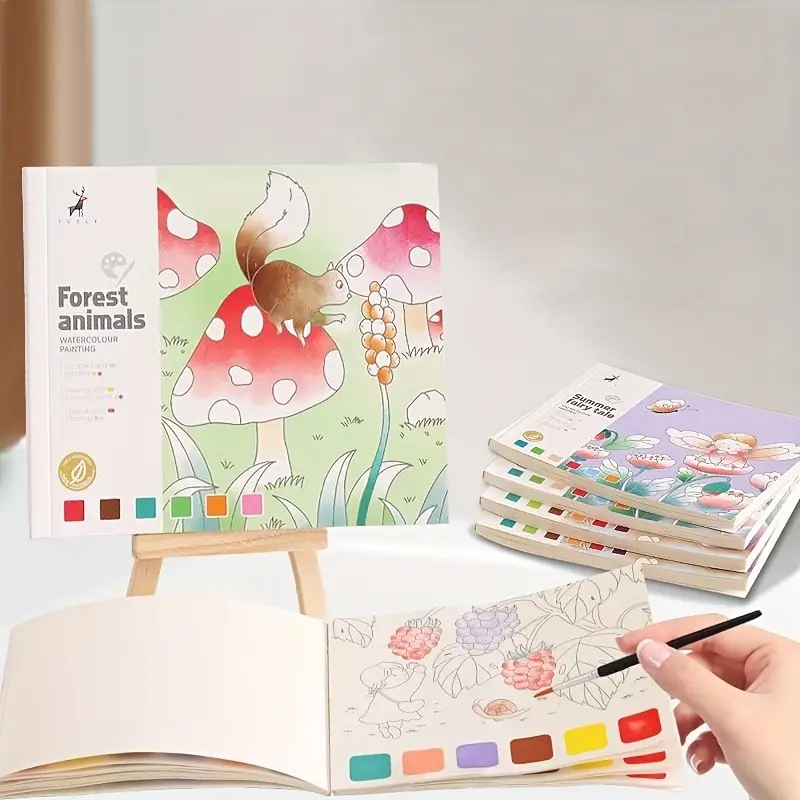 1 Stück Aquarell bemalte Notizen Kinderset Malerei, Füllung, Aquarellpigment bemaltes Buch Aquarell Graffiti Bilderbuch