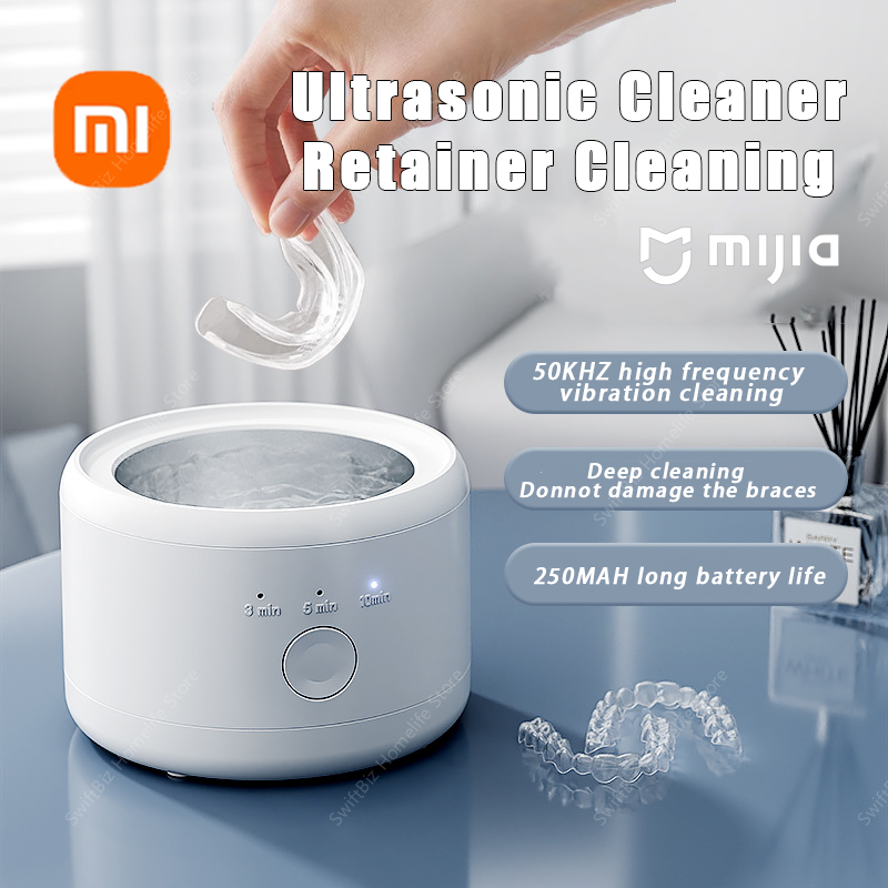 Xiaomi-caja de limpieza de tirantes eléctricos, retenedor Invisible multifunción, máquina de limpieza de dentaduras postizas, limpiador de joyería y ortodoncia