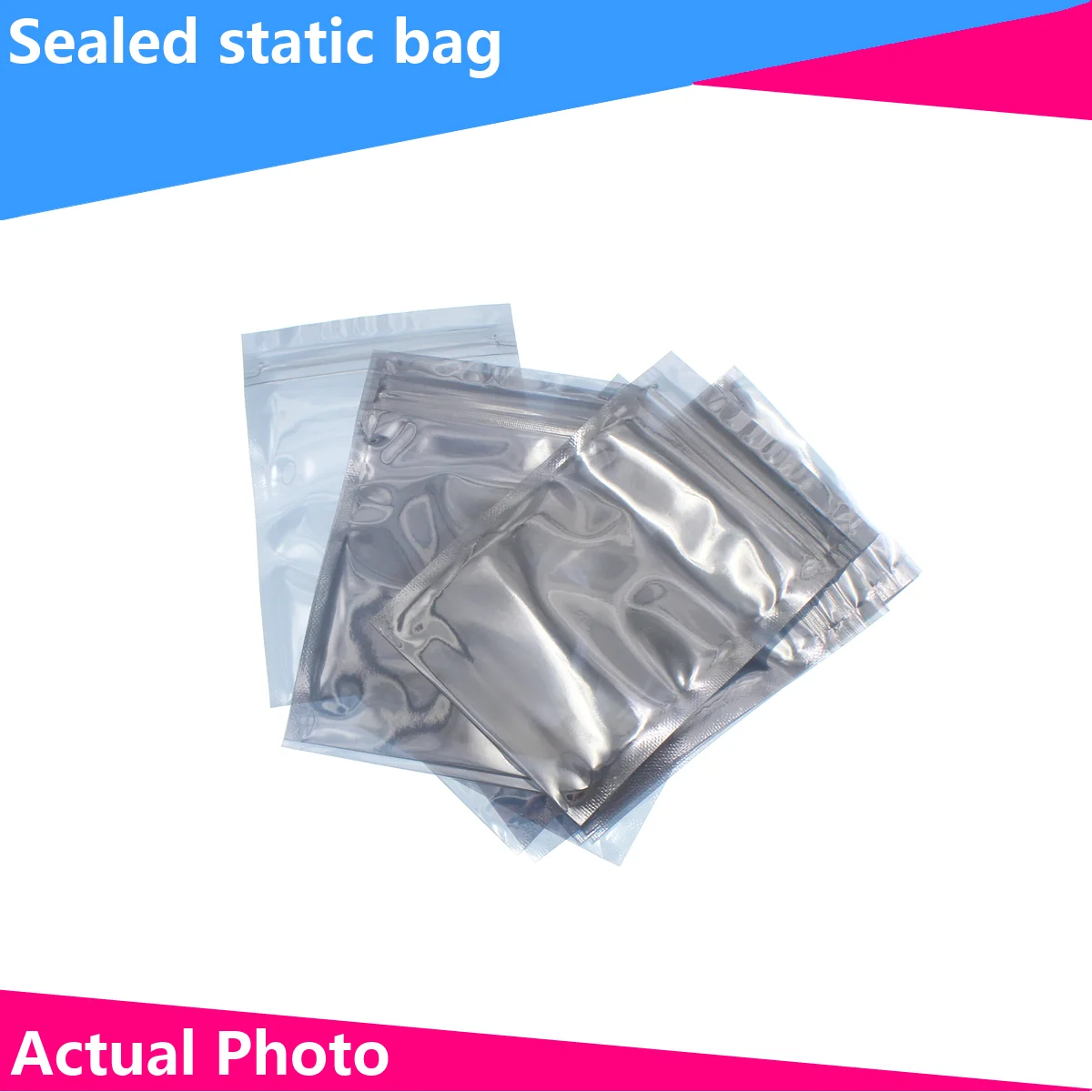 Bolsa antiestática de alumínio antiestática, sacos ziplock, bolsa antiestática resselável para acessórios eletrônicos, sacos de pacote com 10 peças