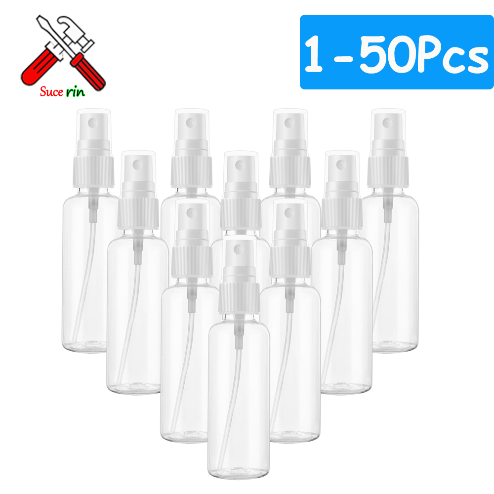 Botellas vacías recargables de 100/60/30/10ml, Mini botellas de Spray transparentes, atomizador de Perfume de plástico, dispensador transparente portátil para viaje
