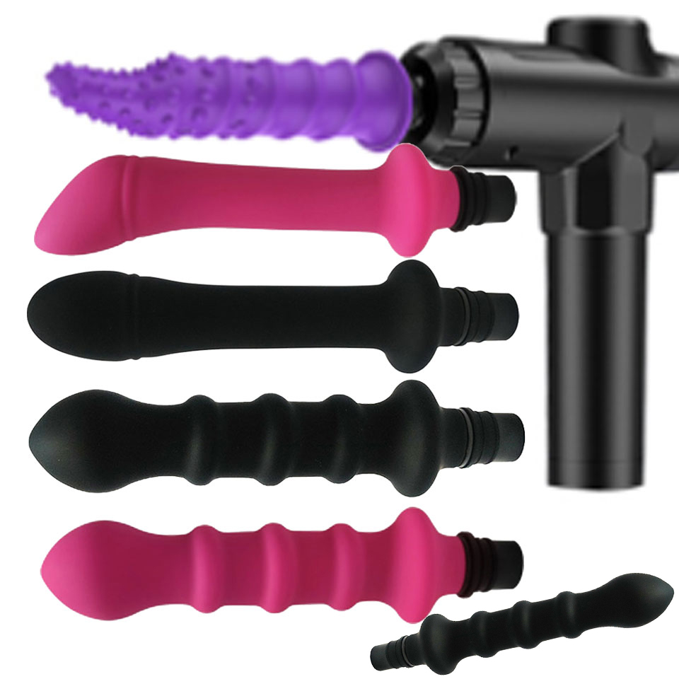 Masturbador femenino, adaptador de pistola de Fascia, accesorios, cabeza de masaje a consolador de silicona, Juguetes sexuales para mujeres, vibradores, masturbación de pene