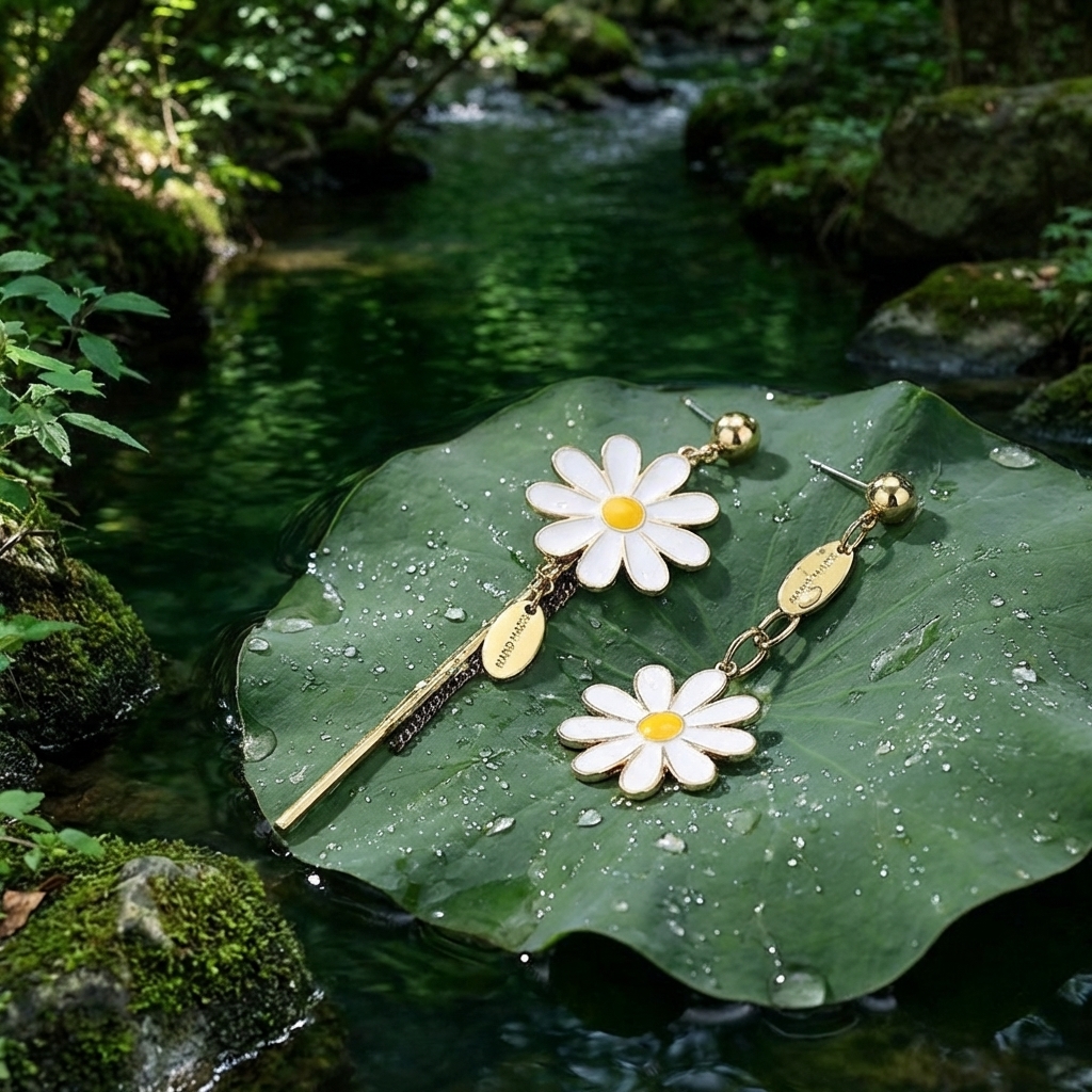 Nouvelles Boucles d'Oreilles Asymétriques Coréennes à Motif Floral Marguerite et Tournesol, Bijoux d'Été Tendance, Cadeau
