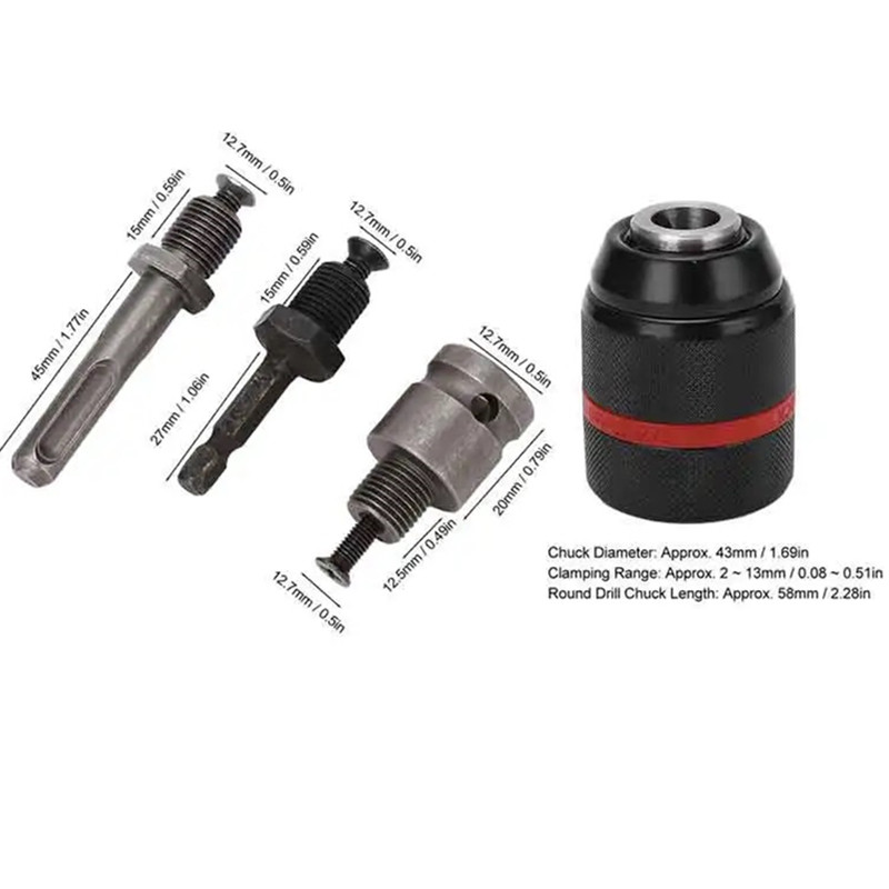 1/2-20UNF 13mm mandril de broca sem chave haste hexagonal/SDS/soquete quadrado fêmea adaptador ferramenta de hardware profissional
