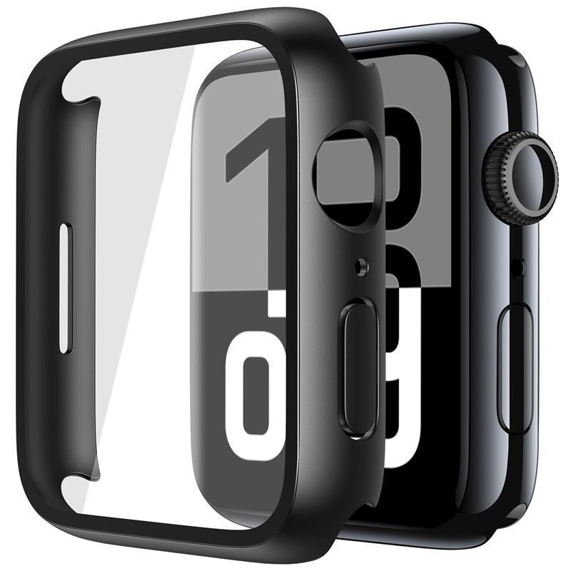 Стекло + чехол для Apple Watch, чехол 46 мм, 42 мм, 40 мм, 45 мм, 41 мм, 38 мм, 44 мм, Защитная пленка для экрана iwatch series 10, 9 8 7 6 5 3 SE, аксессуары
