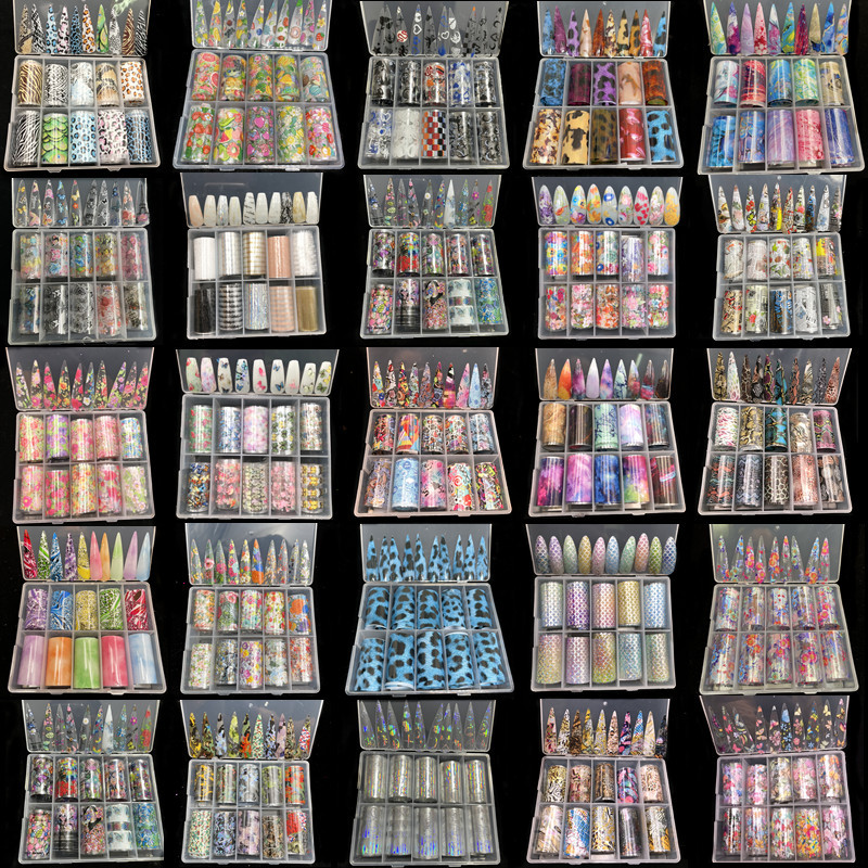 Neue Blumen-Nagelfolien für Transferpapier-Aufkleber, Florale Klebefolien, Frucht-Nagelwraps, Fisch-DIY-Wassermarmor-Nagelkunst-Dekorationen
