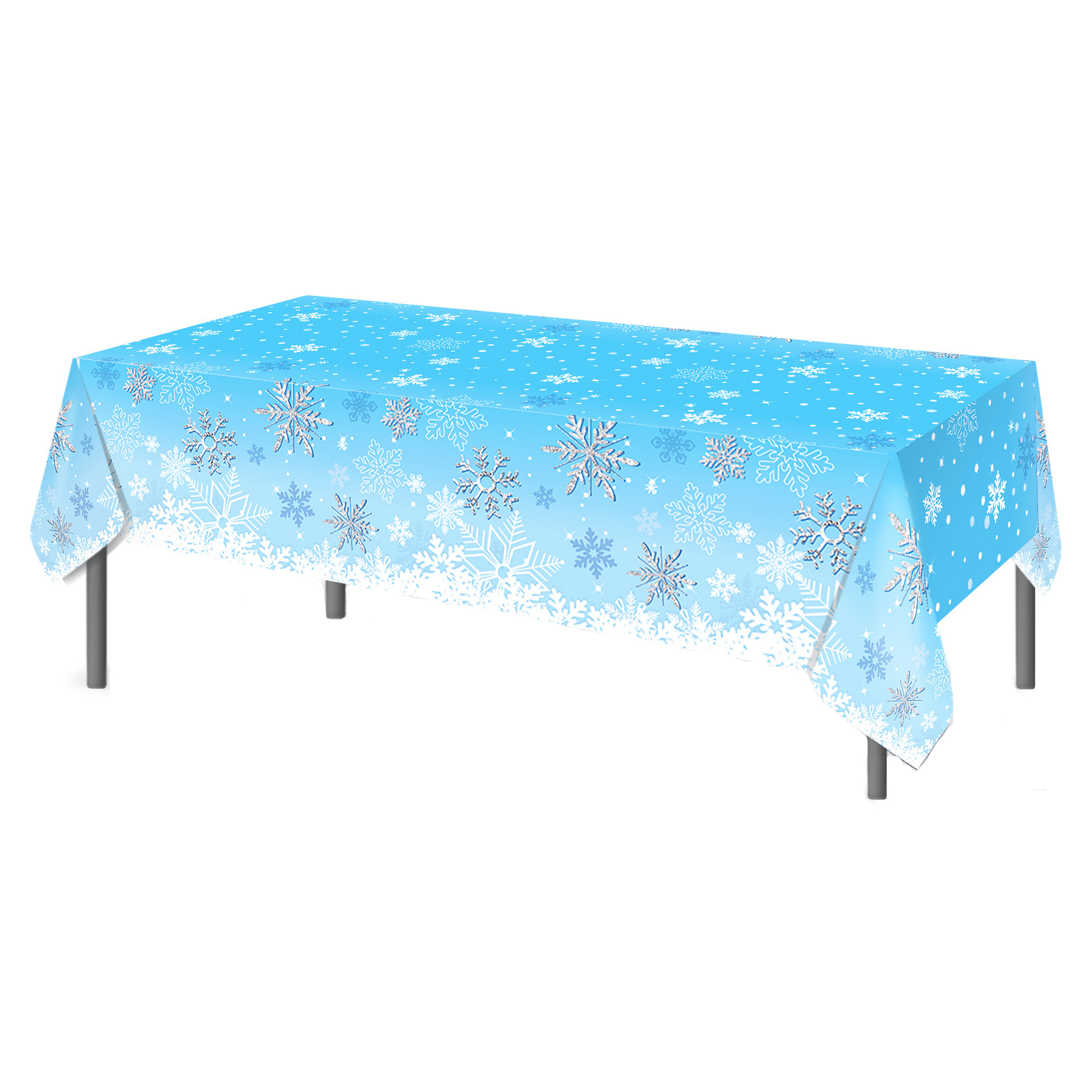 Schneeflocke Tischdecke Winter Frozen Party Dekoration Weiße Schneeflocke Einweg Kunststoff Tischdecke Weihnachten Mädchen Geburtstagsfeier