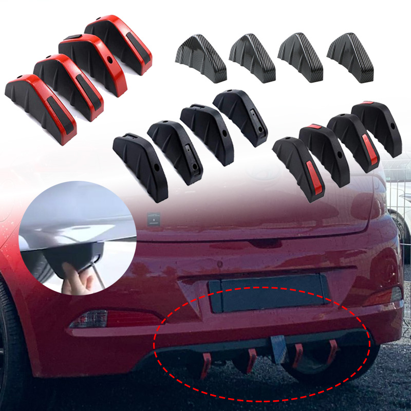 4 stücke Universal ABS Auto Geändert Hinten Stoßstange Diffusor Spoiler Hinten Lip Diffusor Anti-kollision Zubehör enthalten