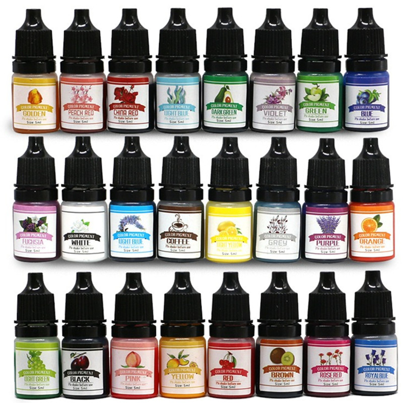เม็ดสีอีพ็อกซี่ 24 สี 5ml อีพ็อกซี่เรซิ่น Dye Liquid อีพ็อกซี่เรซิ่นสีสําหรับเรซิ่นสีศิลปะเครื่องประดับหัตถกรรมระบายสี