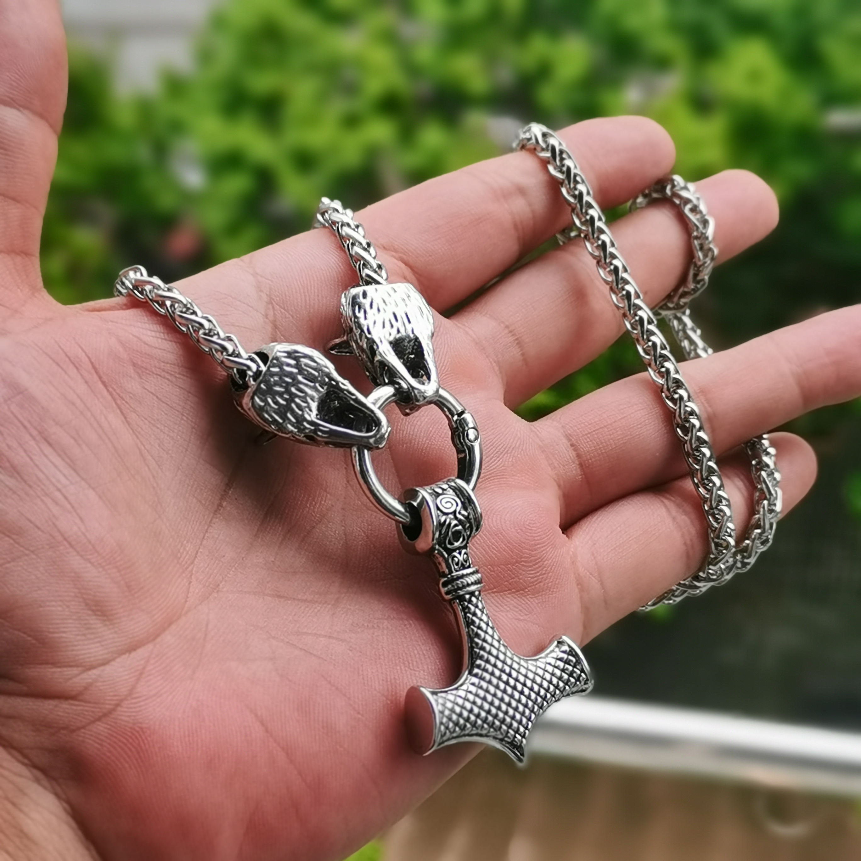หัวหมาป่า Charms Punk เครื่องประดับจี้ Nordic Celtic Boy สร้อยคอสร้อยคอผู้ชายไวกิ้งสแกนดิเนเวียน Rune อุปกรณ์เสริมนอร์ส Amulet