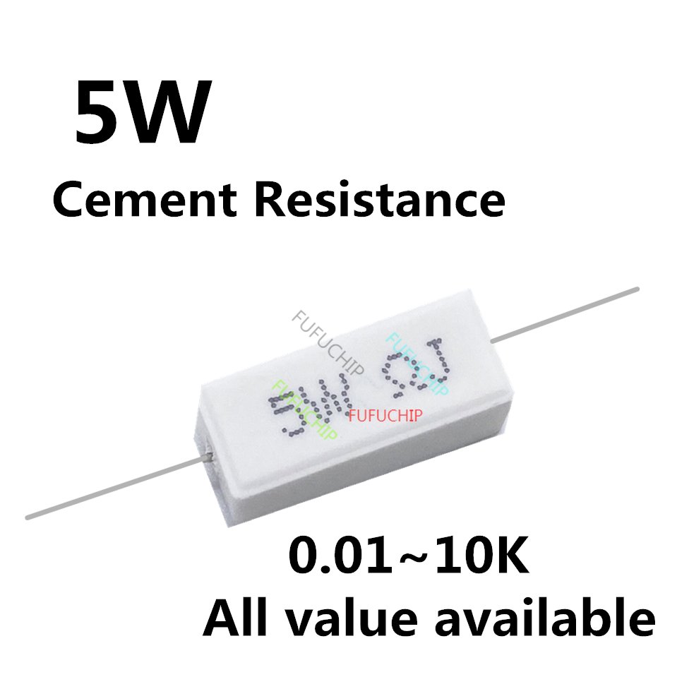 10pcs 5W 5% rezystor cementowy odporność na energię 0.1 ~ 10K 0.1R 0.5R 1R 10R 100R 0.22 0.33 0.5 1 2 5 8 10 15 20 25 30 100 1K 10K ohm