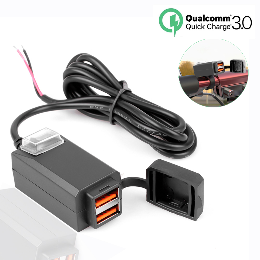 Motorrad USB Ladegerät QC3.0 Lenker Schnelle Lade Wasserdichte 12V Steckdose Adapter Mit Mit EIN/Aus Schalter Für Telefon navigation