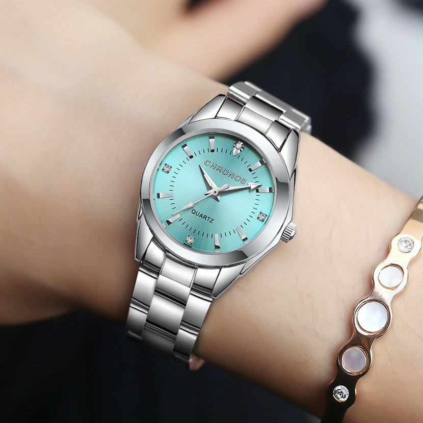 CHRONOS Elegancki zegarek damski Luksusowy damski zegarek marki Moda Mechanizm kwarcowy Prezent ze stali nierdzewnej dla kobiecej dziewczyny