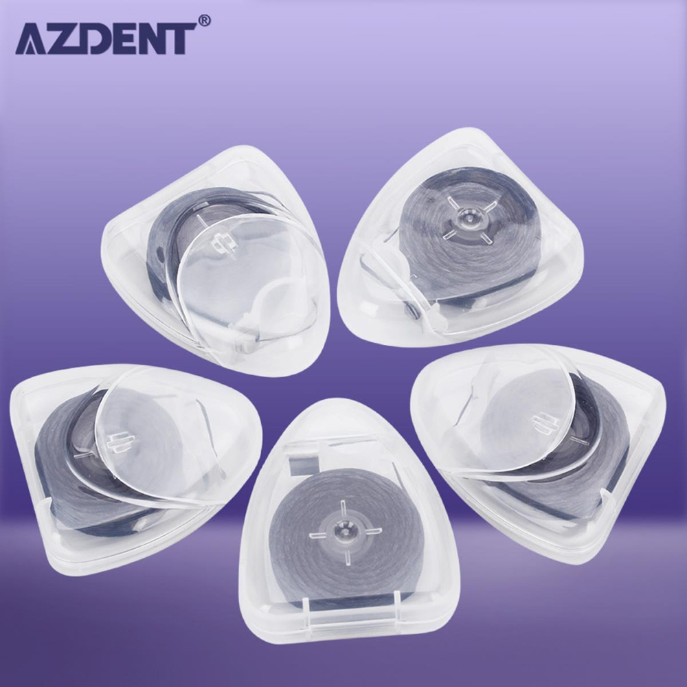AZDENT 5 Doos 50 m Bamboe Houtskool Tanden Bleken Zwarte Tandenstoker Mint smaak Tandzijde Tanden Bleken Tanden Stok Tandreiniger