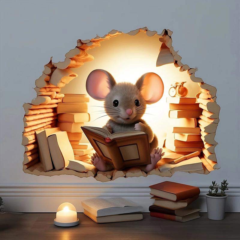 Bonita pegatina de pared de ratón, borde de pared de salón, decoración del hogar, Mural para niños, papel tapiz para dormitorio, calcomanías de ratas divertidas extraíbles