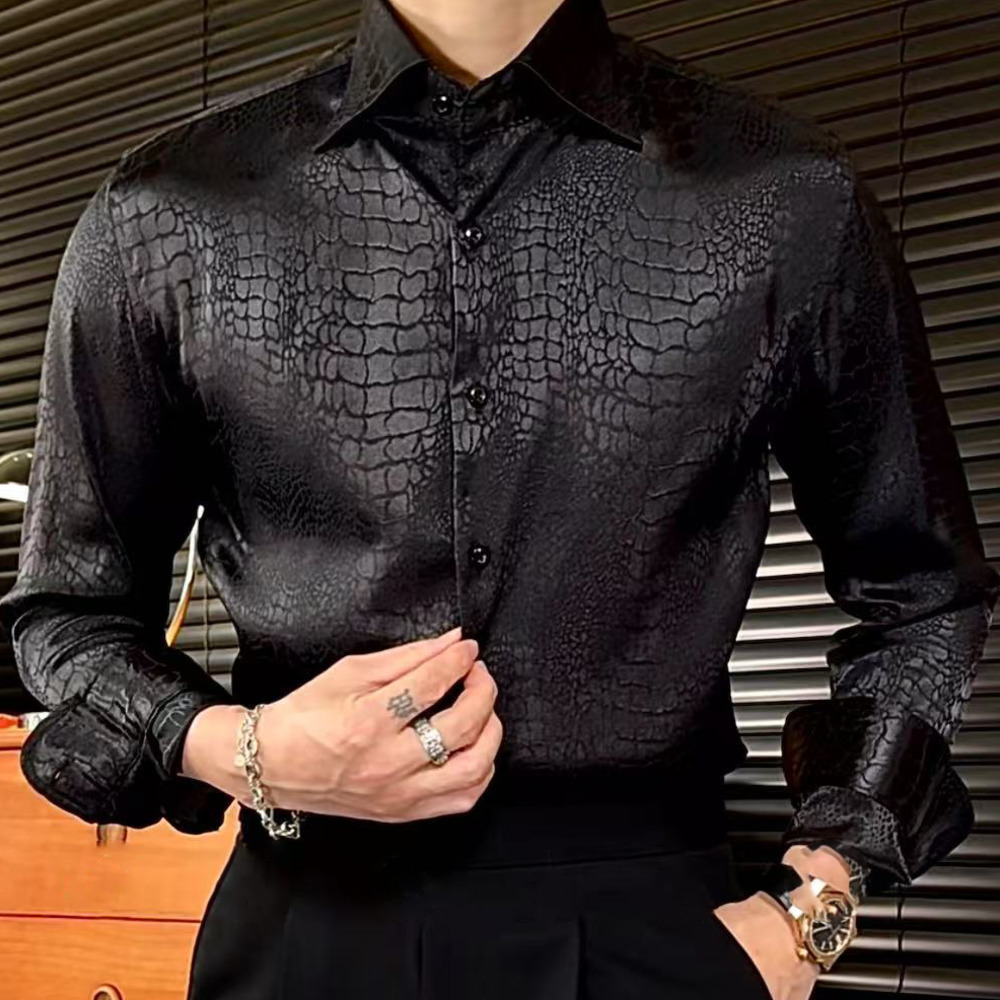 Gola de lapela manga longa retro leopardo impressão camisa britânica versátil camisa casual homem social masculina streetwear camisas