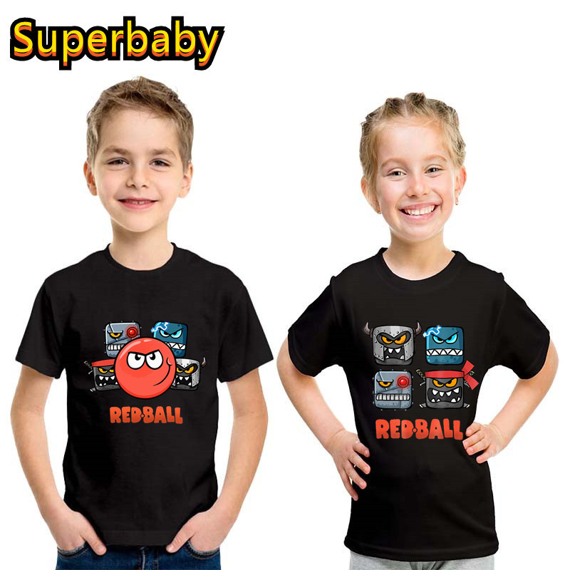 Venda quente bola vermelha 4 impressão dos desenhos animados crianças camiseta engraçado do bebê meninos meninas roupas verão moda crianças algodão manga curta t camisa
