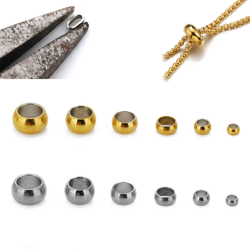 100 pz/lotto In Acciaio Inox End Stopper Perline Distanziatore Crimp End Posizionamento Perline Sfera Per Gioielli Fai Da Te Che Fanno Accessori
