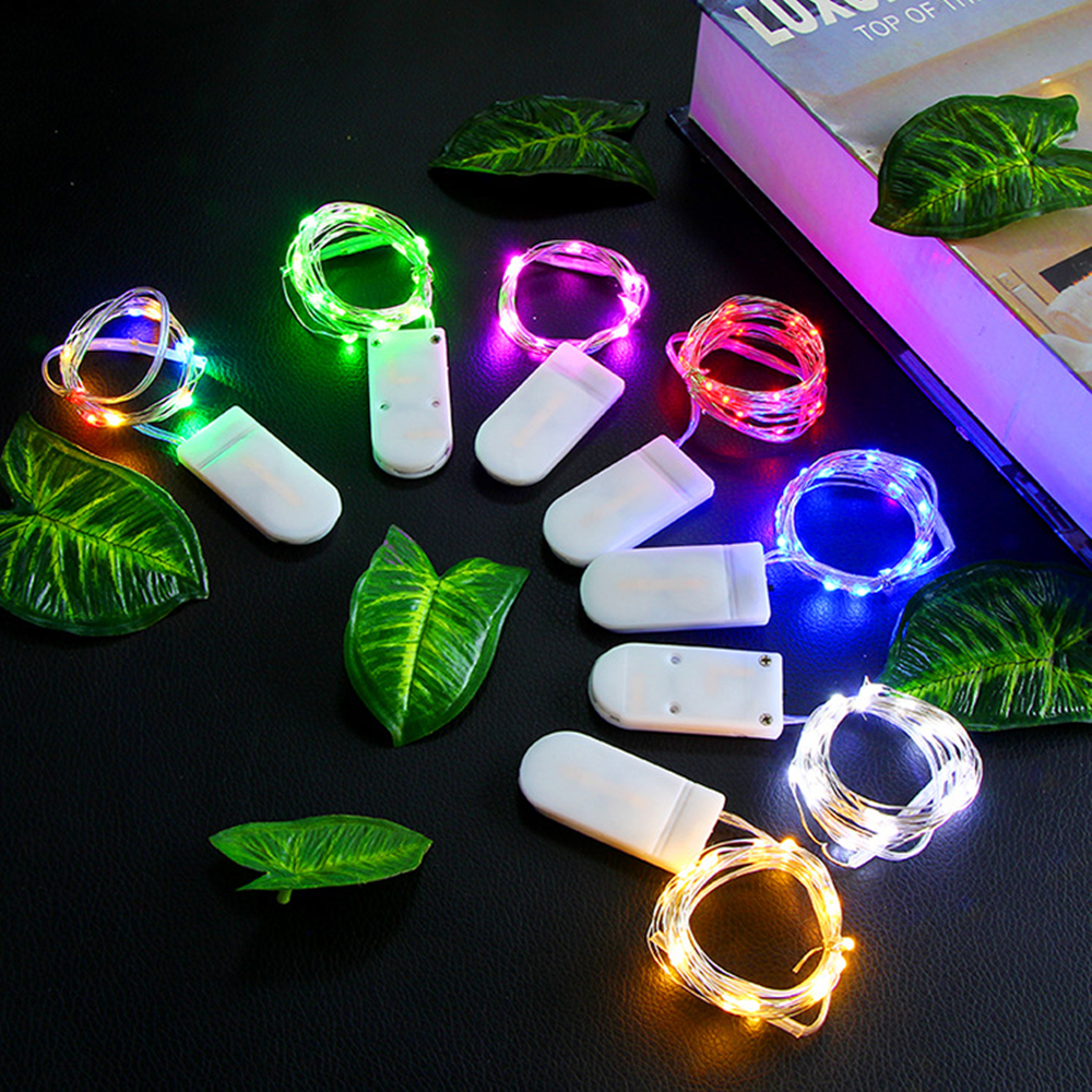 Mini guirxiété lumineuse LED dégradée en fil de cuivre, guirxiété lumineuse à piles CR2032, arbre de Noël, nouvel an, fête de mariage, cadeau de décoration, 1m, 2m