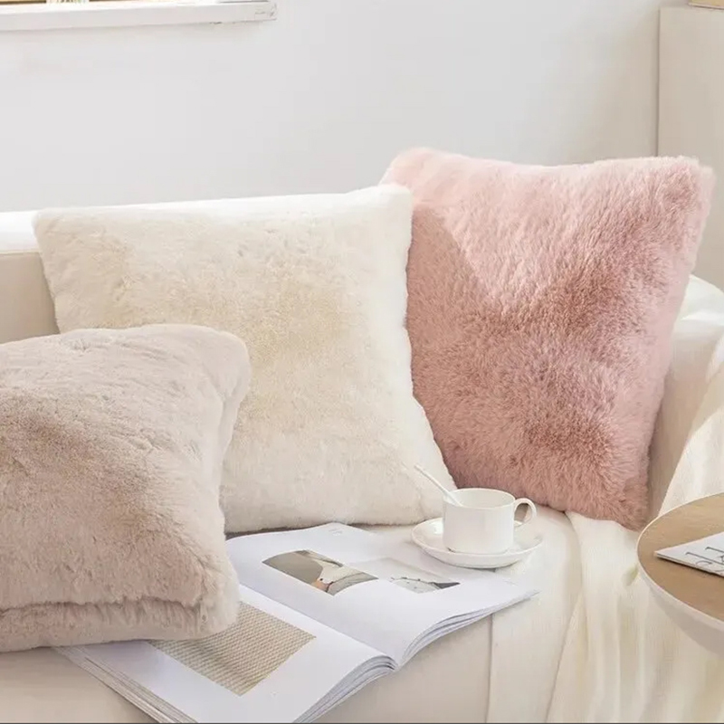 Ultra macio lance travesseiros caso falso pele de coelho luxo quente pelúcia decorativa capa de almofada para sofá quarto sala estar