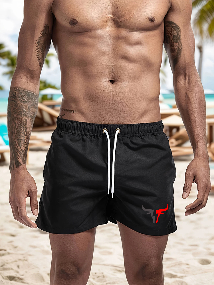 Men's quick drying swimming shorts, breathable surfing pants with drawstring pockets, summer beach shorts
