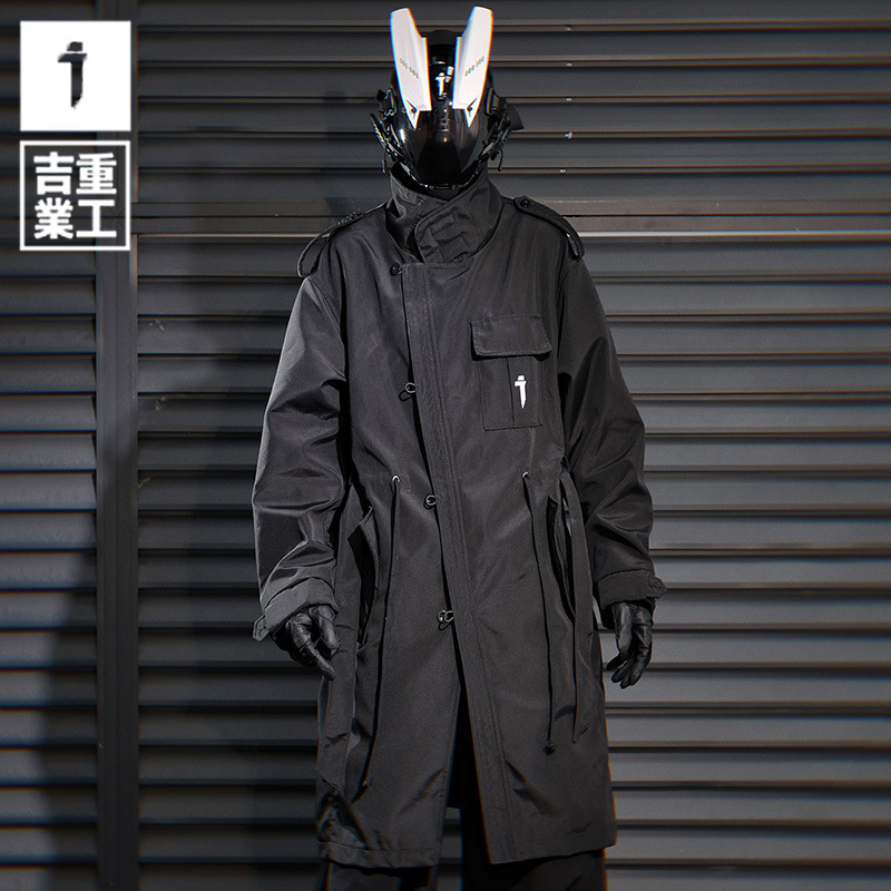 Jaket panjang taktis pria, 11 BYBB'S gelap, jaket Trench taktis pria, jaket panjang musim gugur 2024, jaket Windbreaker longgar Punk, jaket panjang fungsional, pakaian Teknologi