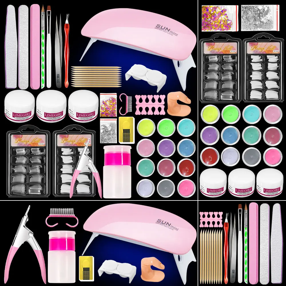 Acrylpulver-Set und flüssiges Monomer-Nagelset für Nägel, Kunstverlängerung, Dekoration mit Kristall-Nagelspitzen, Schnitzerei, 3D-DIY-Werkzeuge