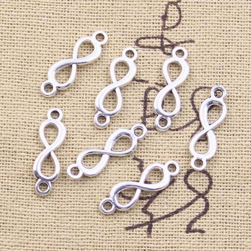 50 pz Charms Link Simbolo Infinito Collegamento 20x6mm Argento Antico Pendenti di Colore FAI DA TE Che Fanno Risultati Gioielli Tibetani Fatti A Mano