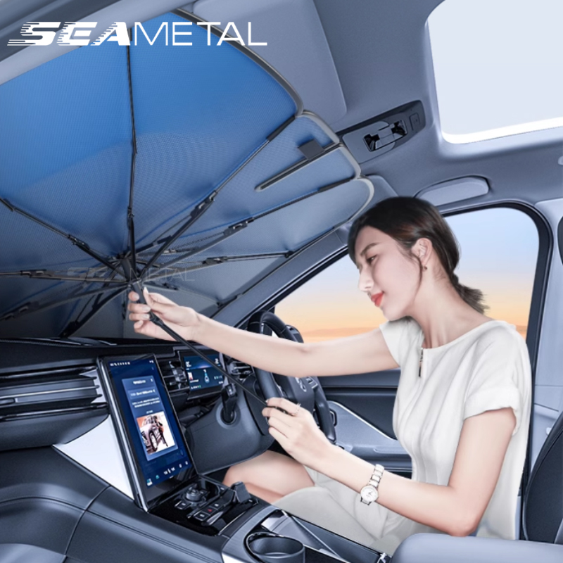 ร่มกันแดดที่บังแดดหน้ารถยนต์แบบ seametal ร่มบังแดดหน้าต่างด้านหน้าร่มบังแดดหน้าร้อนหน้าร้อน