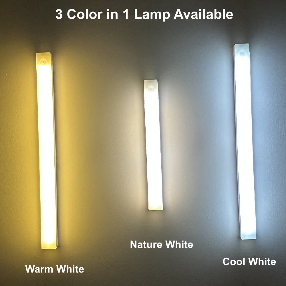 Sensore di movimento PIR a luce notturna a LED ricaricabile di tipo C sotto la lampada dell'armadio per la luce della barra di induzione del comodino della stanza del guardaroba della cucina