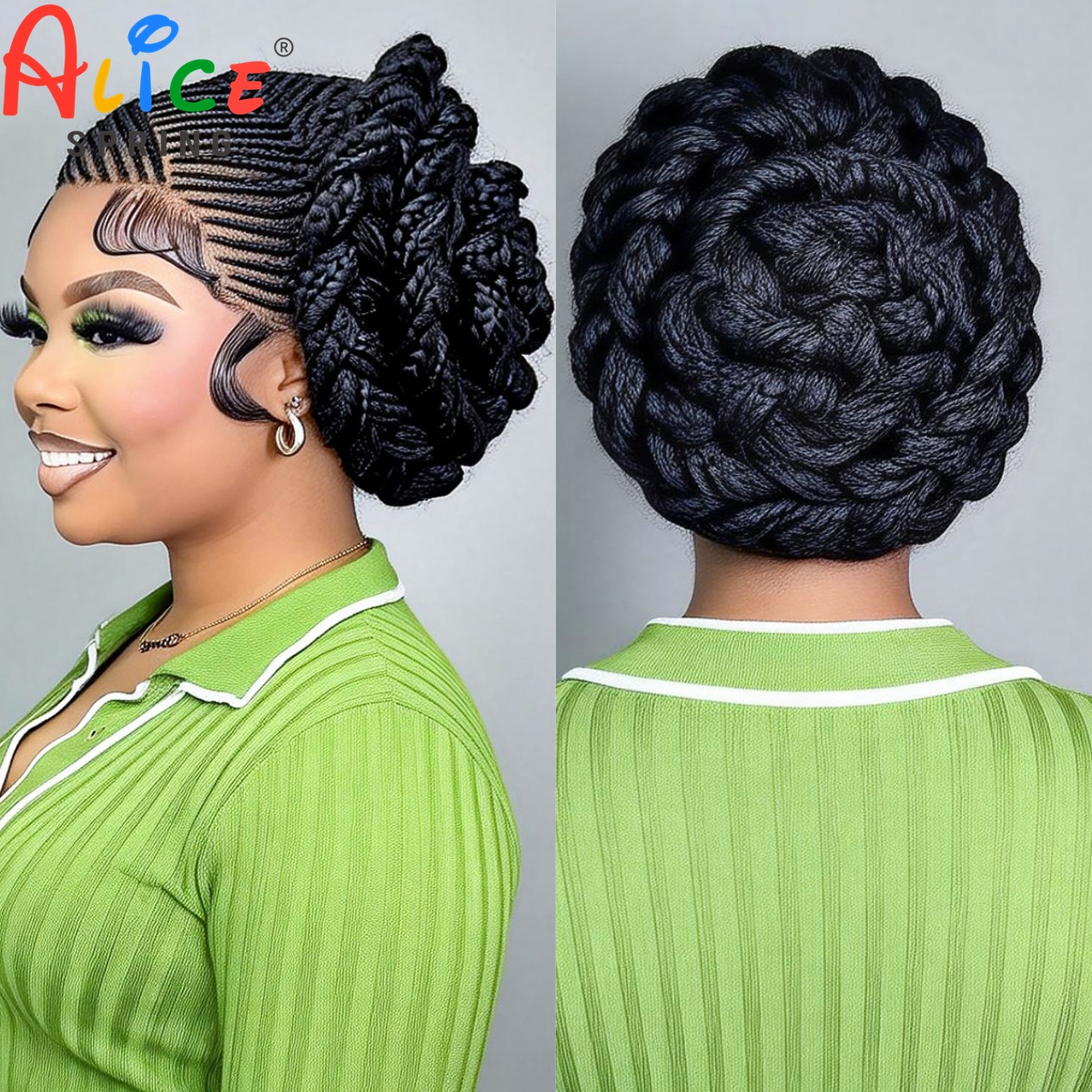 Wig Kepang Cornrow Alami Pendek, Wig Kepang Bantu Sintetis Full Lace, Wig Kepang Tanpa Simpul dengan Baby Hair untuk Wanita Kulit Hitam