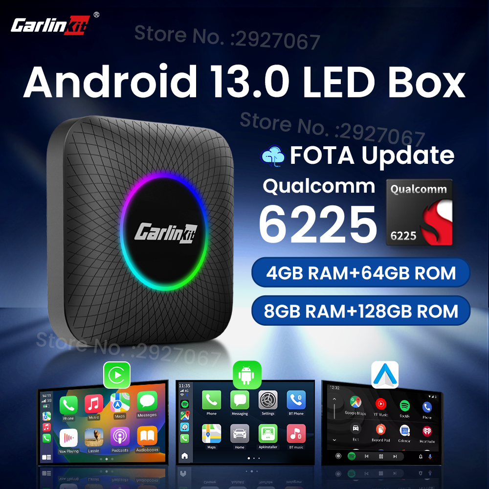CarlinKit CarPlay Ai Box 안드로이드 13 SM6225 8 코어 8G + 128G 스마트 안드로이드 TV 박스 무선 CarPlay 안드로이드 자동 지원 512GB SD