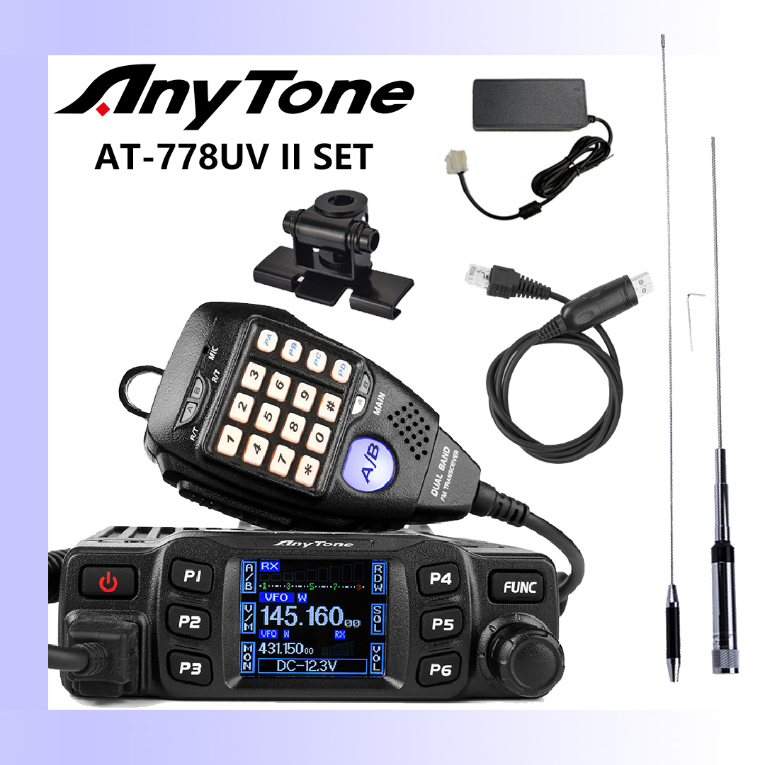 AnyTone AT-778UV II Dual Band Transceiver Mini Mobile Radio Station VHF 136-174 UHF 400-480 MHz Amateur Radio Walkie Talkie 25 W