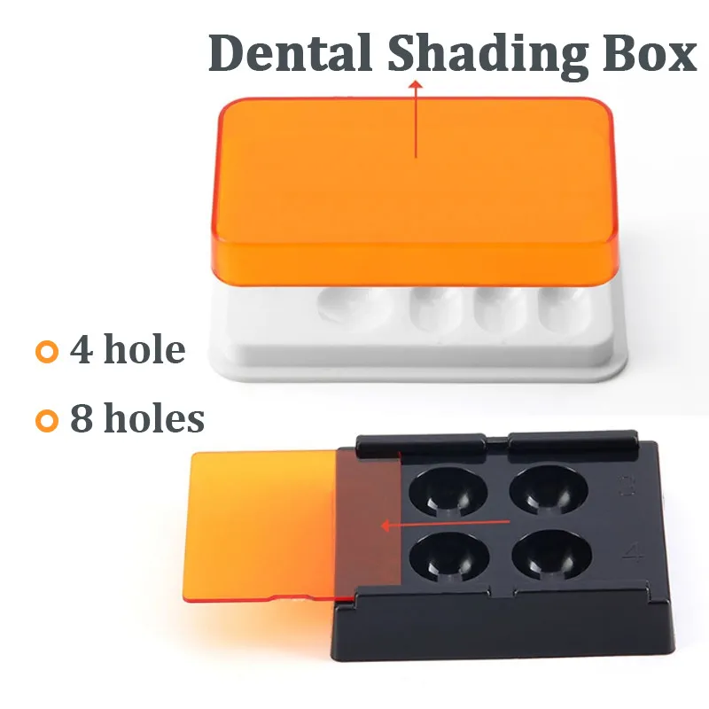 4/8 gniazd Dental Resin Shade Light Storage Box Dental Palette with Cover Dental Veneer Box Mix Hood Case Shading Organizer Tool